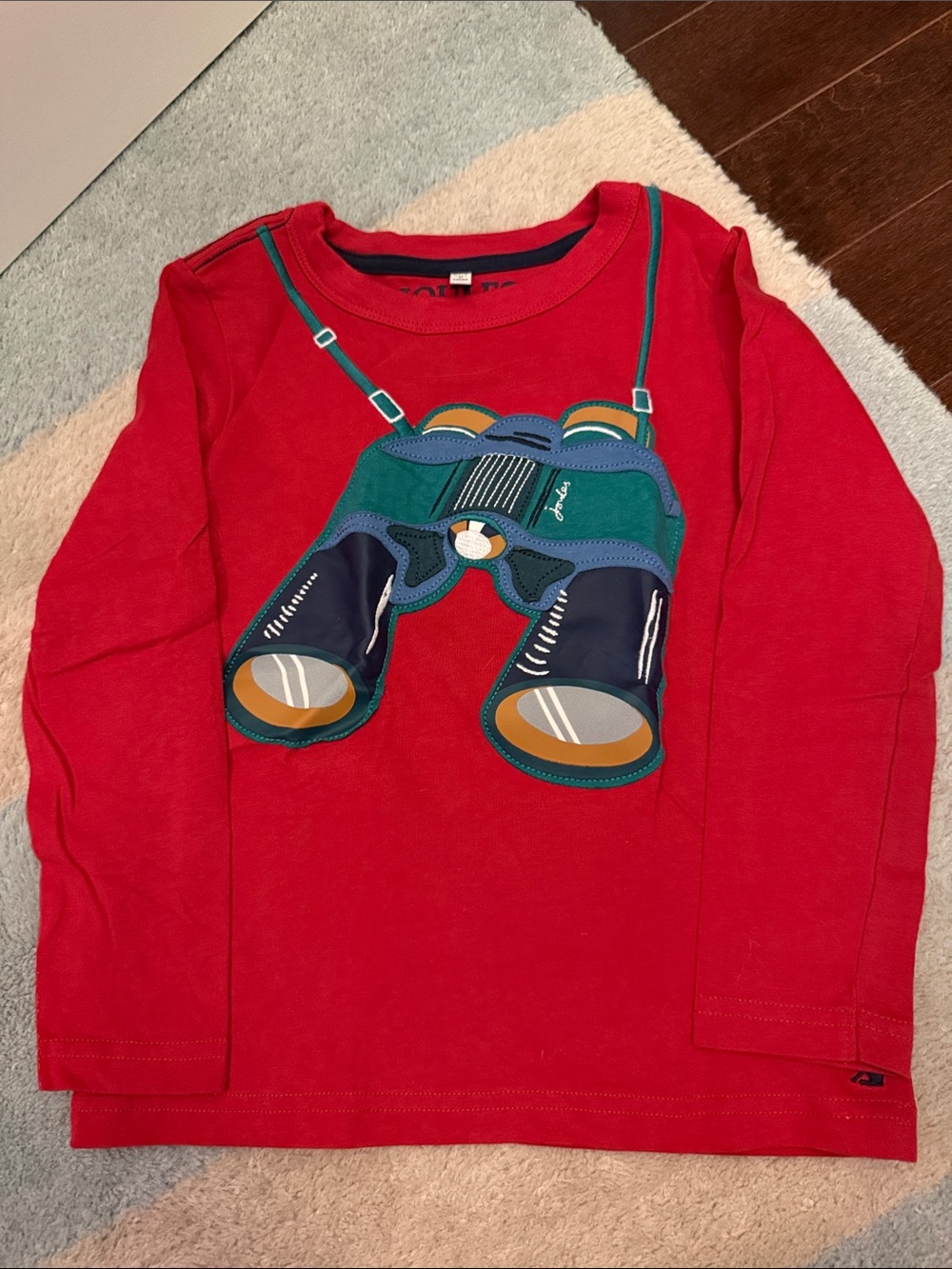 Joules Red Long-Sleeve Tee with Binocular Appliqué